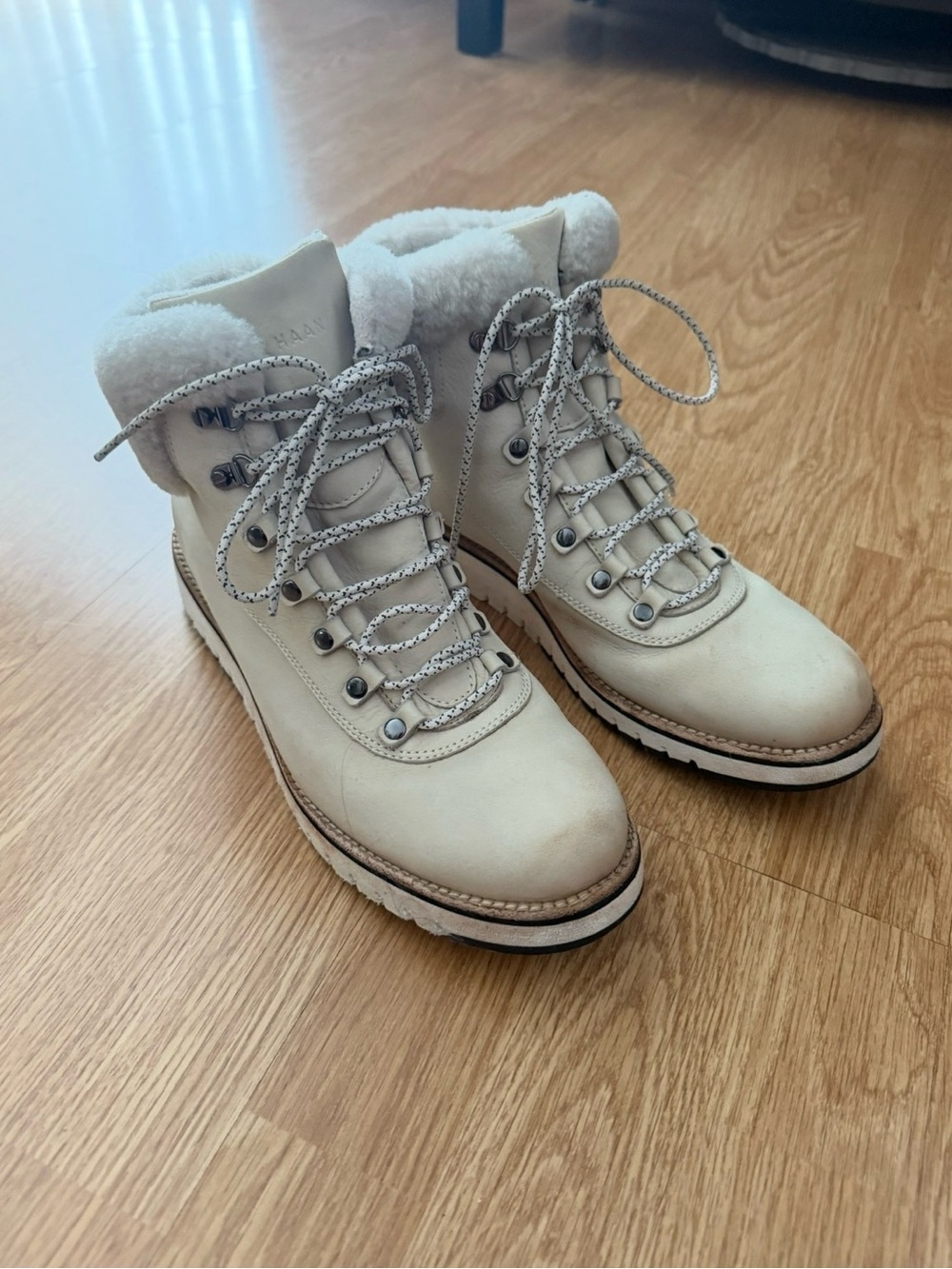 Cole Haan Cozy Women's Cream Lace-Up Winter Boots